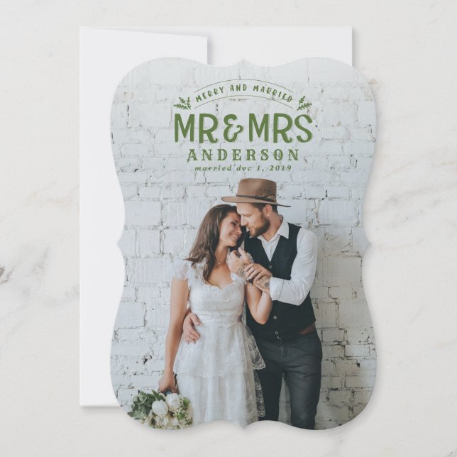 Tarjeta fotográfica para bodas de navidades casado (Anverso)