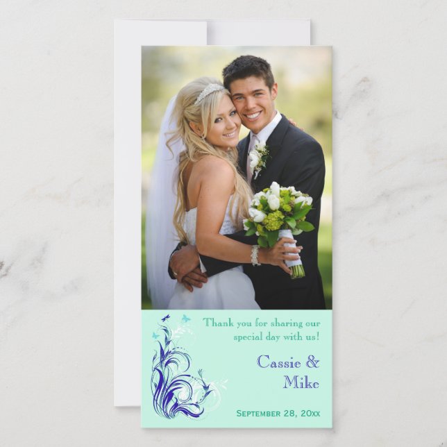 Tarjeta fotográfica para Bodas florales blancos, a (Anverso)