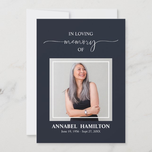 Tarjeta fotográfica para el servicio funerario con (Anverso)