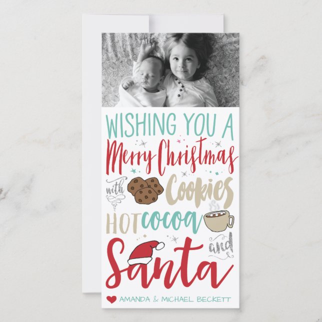 Tarjeta fotográfica para navidades - Santa, gallet (Anverso)
