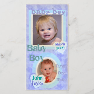 Tarjeta fotográfica para niños de color azul y púr