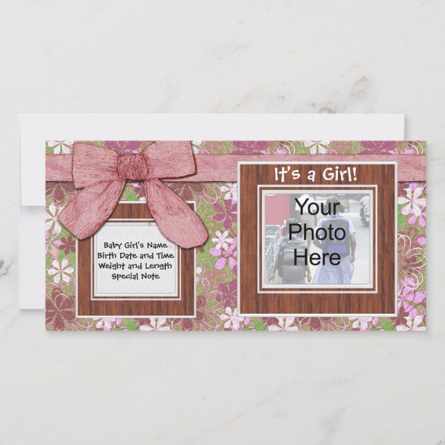 Tarjeta fotográfica para Personalizado de flores y (Anverso)