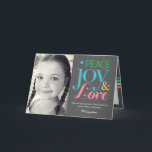 Tarjeta fotográfica Peace Joy & Love Holiday<br><div class="desc">Celebre la temporada con esta moderna y elegante tarjeta de vacaciones de Berry Berry Sweet.</div>