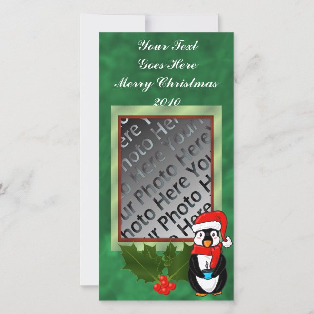 Tarjeta fotográfica Penguin para navidades (Anverso)