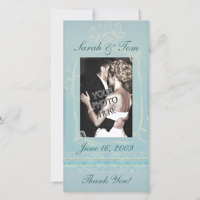 Tarjeta fotográfica personalizada Blue Gracias (Anverso)