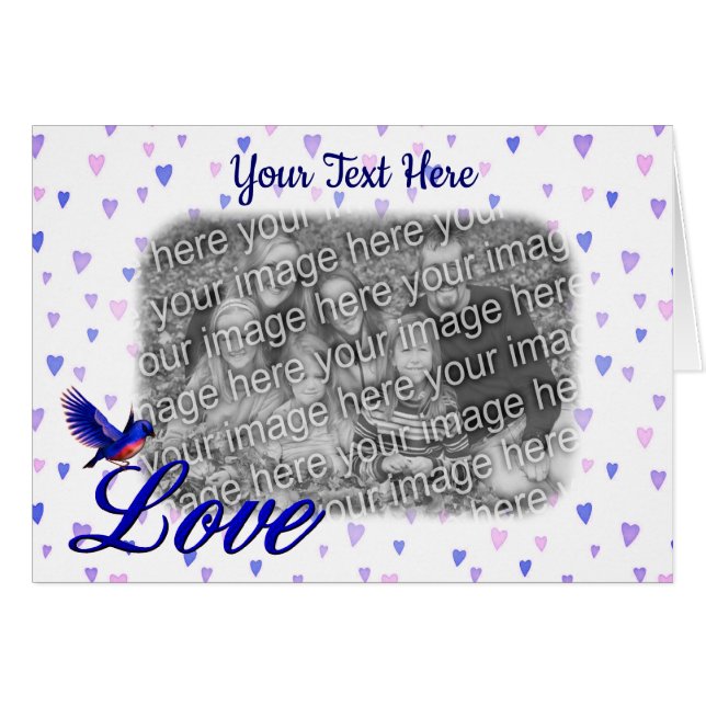 Tarjeta fotográfica personalizada Bluebird Love Bl (Anverso (Horizontal))