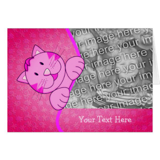 Tarjeta fotográfica personalizada de gato rosa lin