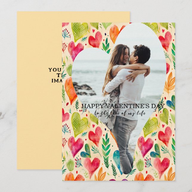 Tarjeta fotográfica personalizada de San Valentín  (Anverso / Reverso)