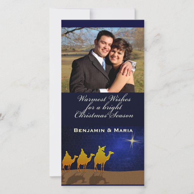 Tarjeta fotográfica personalizada de tres hombres  (Anverso)