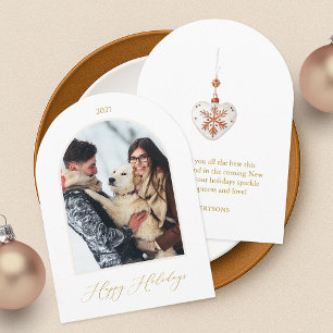 Tarjeta fotográfica personalizada Happy Holidays