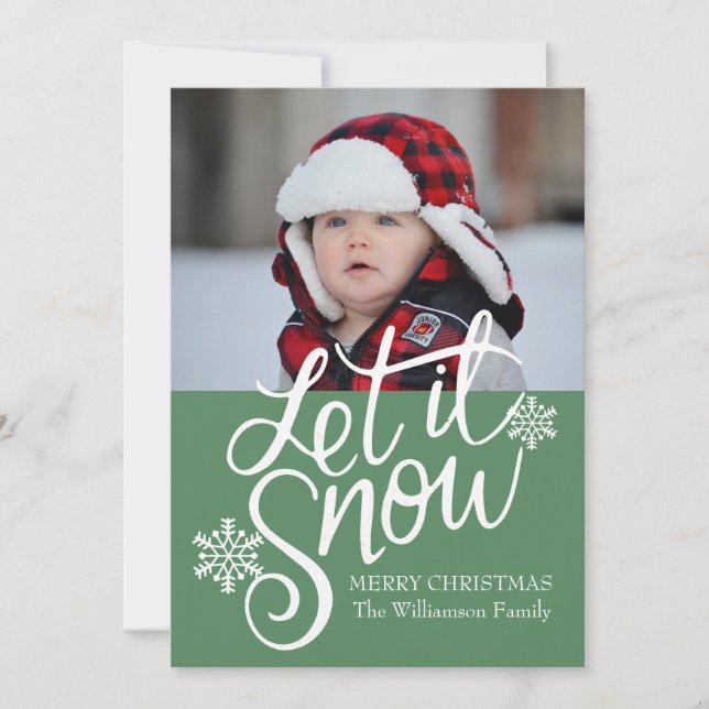 Tarjeta fotográfica personalizada Let it Snow (Anverso)