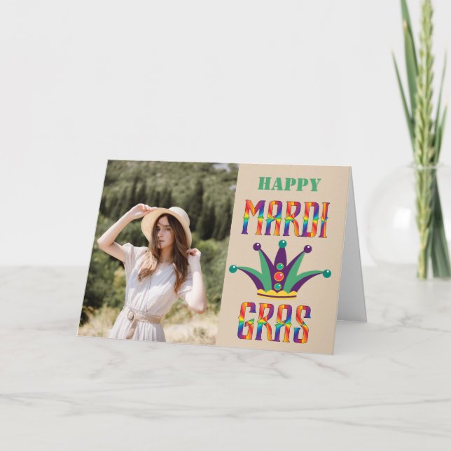 Tarjeta fotográfica personalizada Mardi Gras (Anverso)