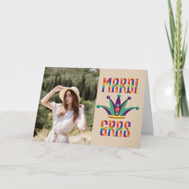 Tarjeta fotográfica personalizada Mardi Gras (Anverso)