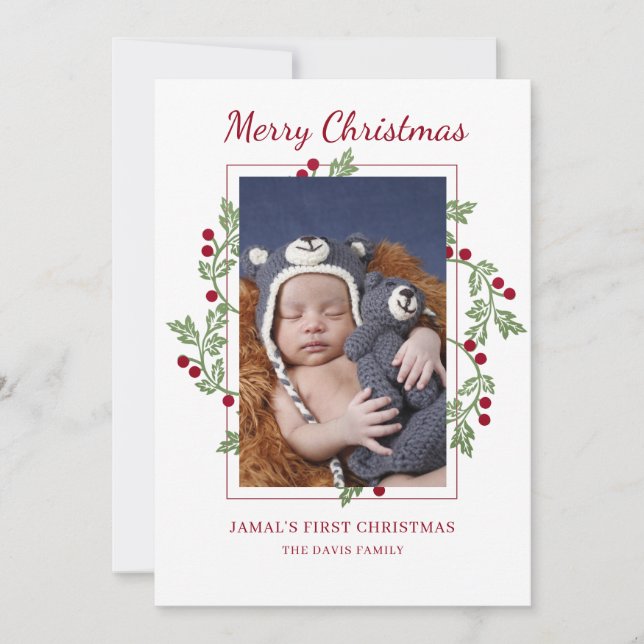 Tarjeta fotográfica personalizada para bebé de pri (Anverso)
