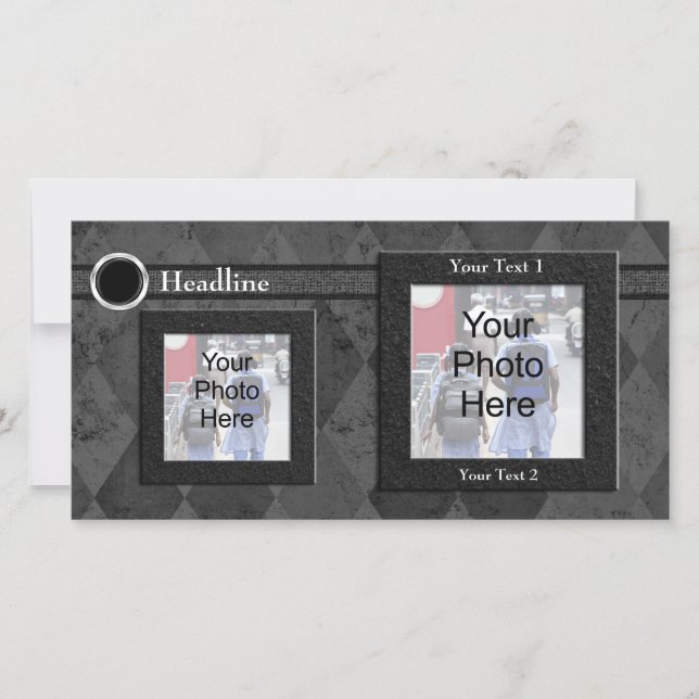 Tarjeta fotográfica personalizado, Boda negro o di (Anverso)