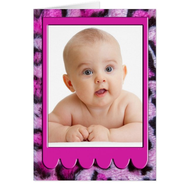 Tarjeta fotográfica Pink Furry Leopard Print (Frente)