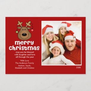 Tarjeta fotográfica plana de Navidades de renos di