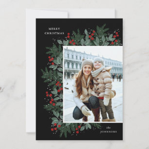 Tarjeta fotográfica plana Evergreen Cheer Navidade