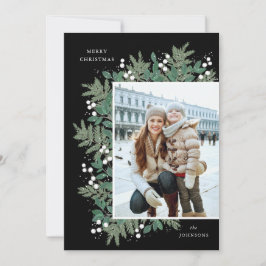Tarjeta fotográfica plana Evergreen Cheer Navidade