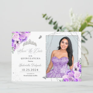 Tarjeta fotográfica Plata Lilac Quinceañera Guarda
