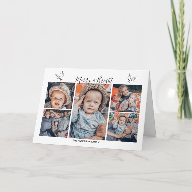 Tarjeta fotográfica plegada para cinco Navidades s (Anverso)
