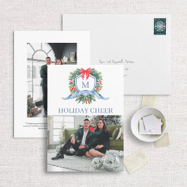 Tarjeta fotográfica preppy Monograma Escudo