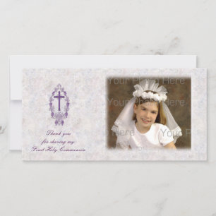 Tarjeta fotográfica Purple Cross Religious Gracias