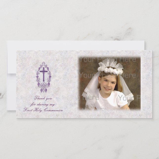Tarjeta fotográfica Purple Cross Religious Gracias (Anverso)