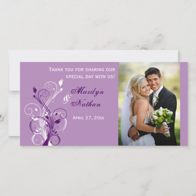 Tarjeta fotográfica Purple, Lilac, Boda floral bla (Anverso)