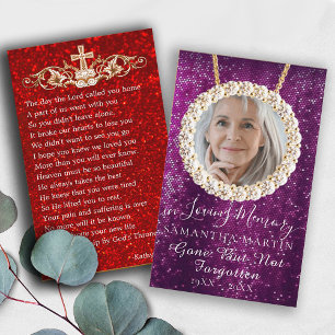 Tarjeta fotográfica Purple Purpurina Funeral Memor