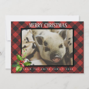 Tarjeta fotográfica Red and Black Buffalo Plaid Ho