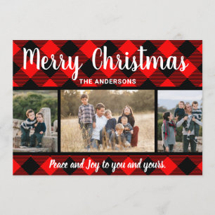 Tarjeta fotográfica Red Buffalo Plaid Christmas