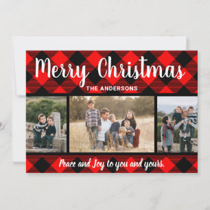 Tarjeta fotográfica Red Buffalo Plaid Christmas