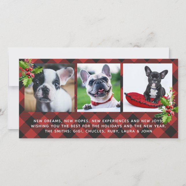 Tarjeta fotográfica Red Buffalo Plaid Holidays (Anverso)