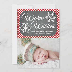 Tarjeta fotográfica Red Dot Chalkboard Snowflake H