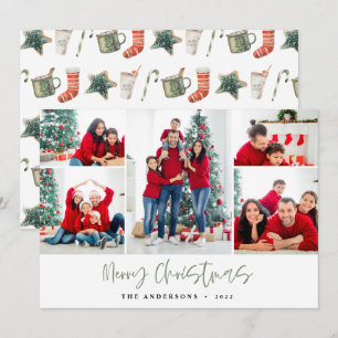 Tarjeta fotográfica Red Merry Christmas Five Pictu