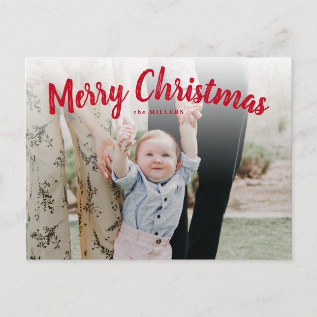 Tarjeta fotográfica Red Merry Christmas, horizonta (Anverso)