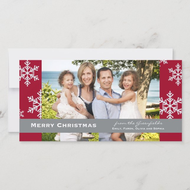 Tarjeta fotográfica Red Snowflake (Anverso)