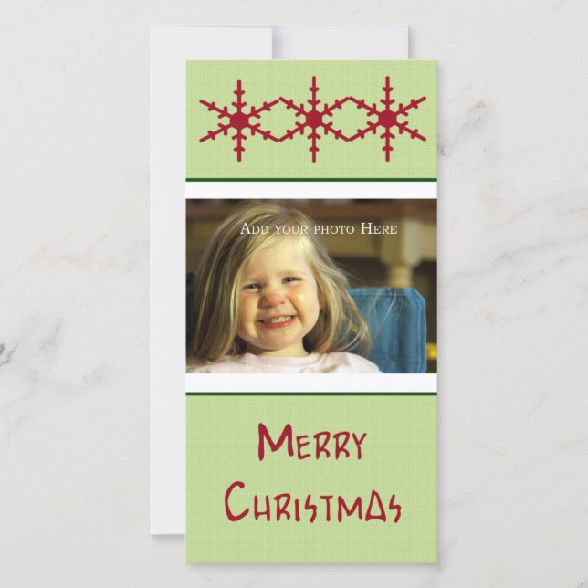 Tarjeta fotográfica Red SnowFlakes Personalizable (Anverso)