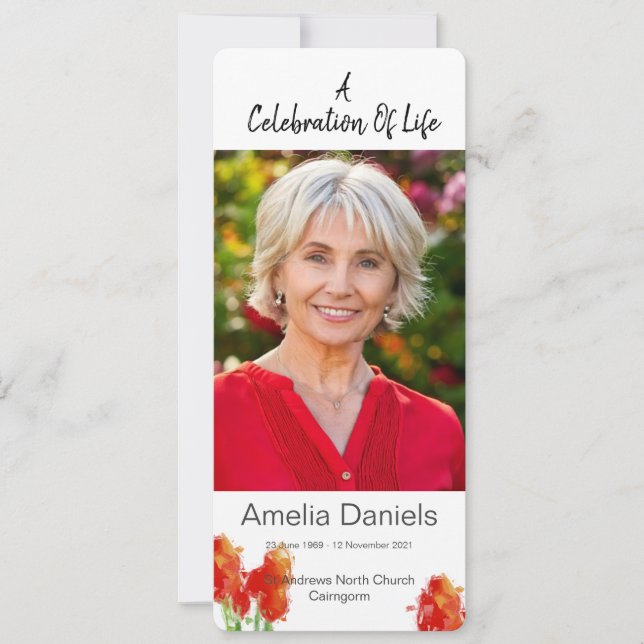 Tarjeta Fotográfica Red Tulip Celebración De La Vi (Anverso)