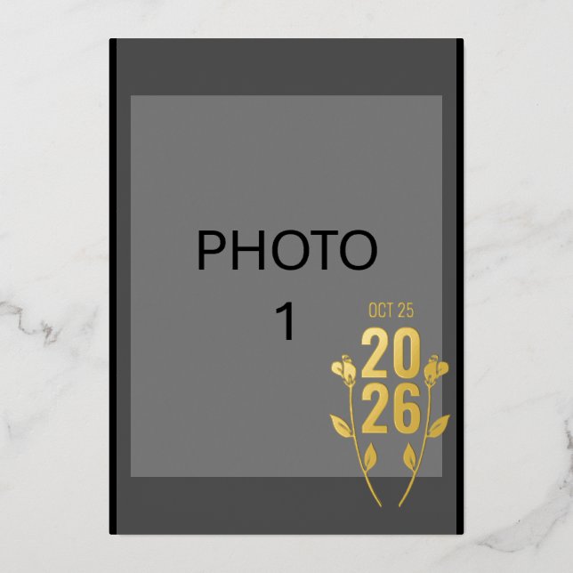 Tarjeta fotográfica Relieve metalizado dorado de I (Anverso)