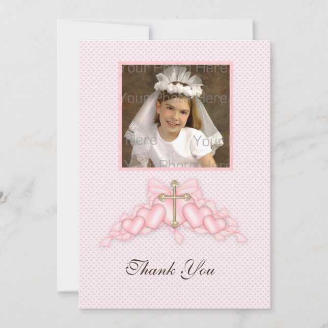 Tarjeta fotográfica religiosa del corazón rosado (Anverso)
