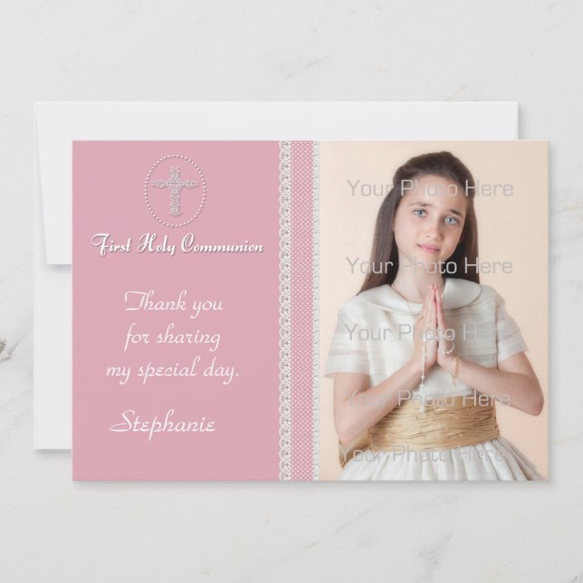 Tarjeta fotográfica religiosa Rosa White Cross Lac (Anverso)