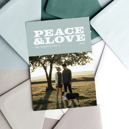 Tarjeta fotográfica retro de paz y amor