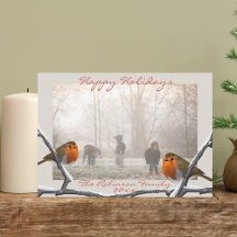 Tarjeta fotográfica Robin Bird Overlay Navidades H