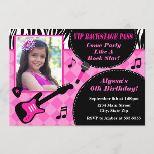 Tarjeta fotográfica Rock Star Birthday Invitación