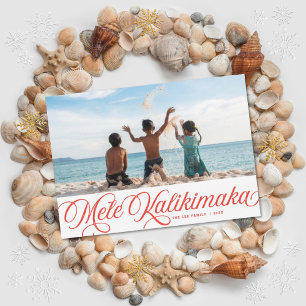 Tarjeta fotográfica roja de vacaciones hawaianas M