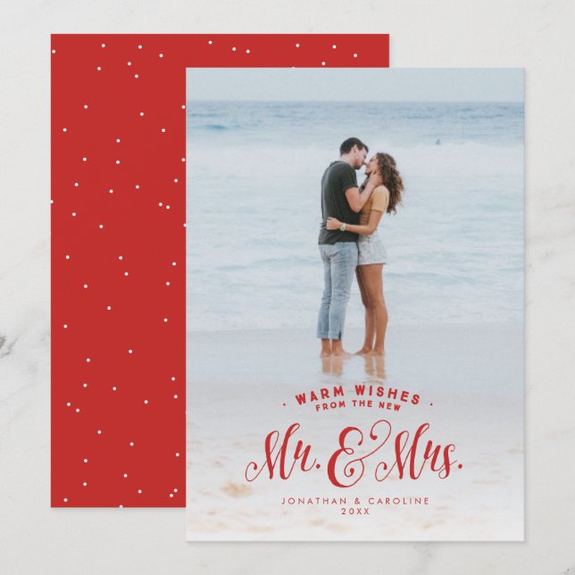 Tarjeta fotográfica roja para festividades de Mr. (Anverso / Reverso)