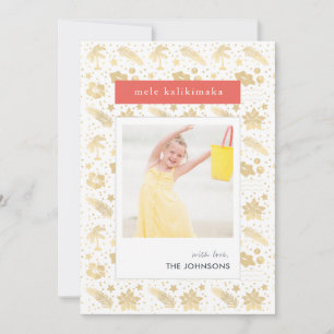 Tarjeta fotográfica roja para los Navidades hawaia