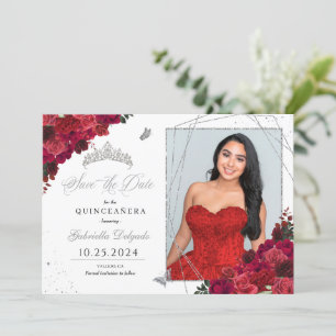 Tarjeta fotográfica Roses Rojos Quinceañera Guarda